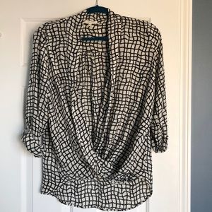 Black and white patterned blouse